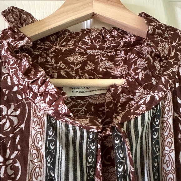 🌺👚Free People Border Batik Buttondown Top Blouse – S 8 10 2025 Trendy - Picture 14 of 14